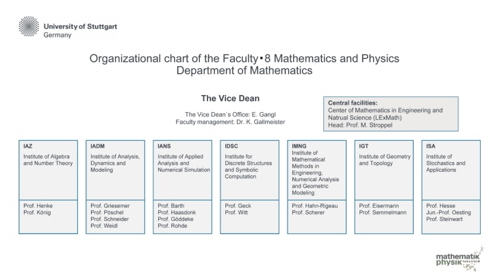Organizational chart of the Department of Mathematics