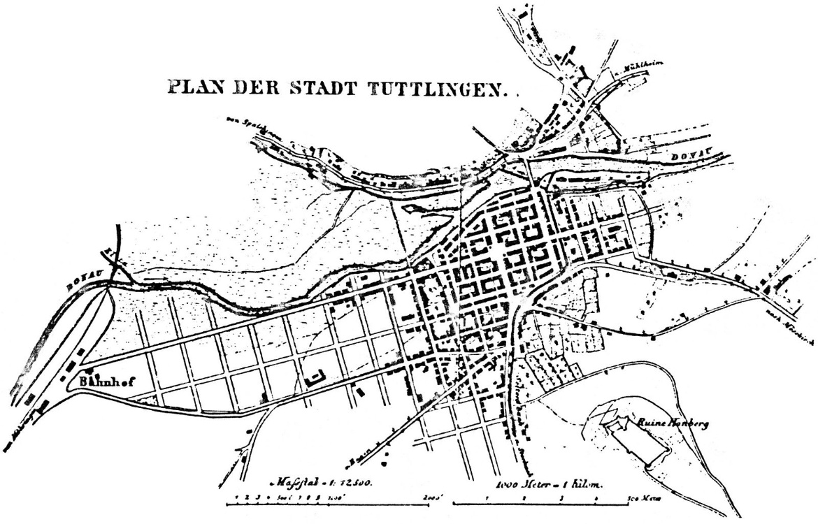  Stadtplan Tuttlingen: historisch, quadratisches Raster